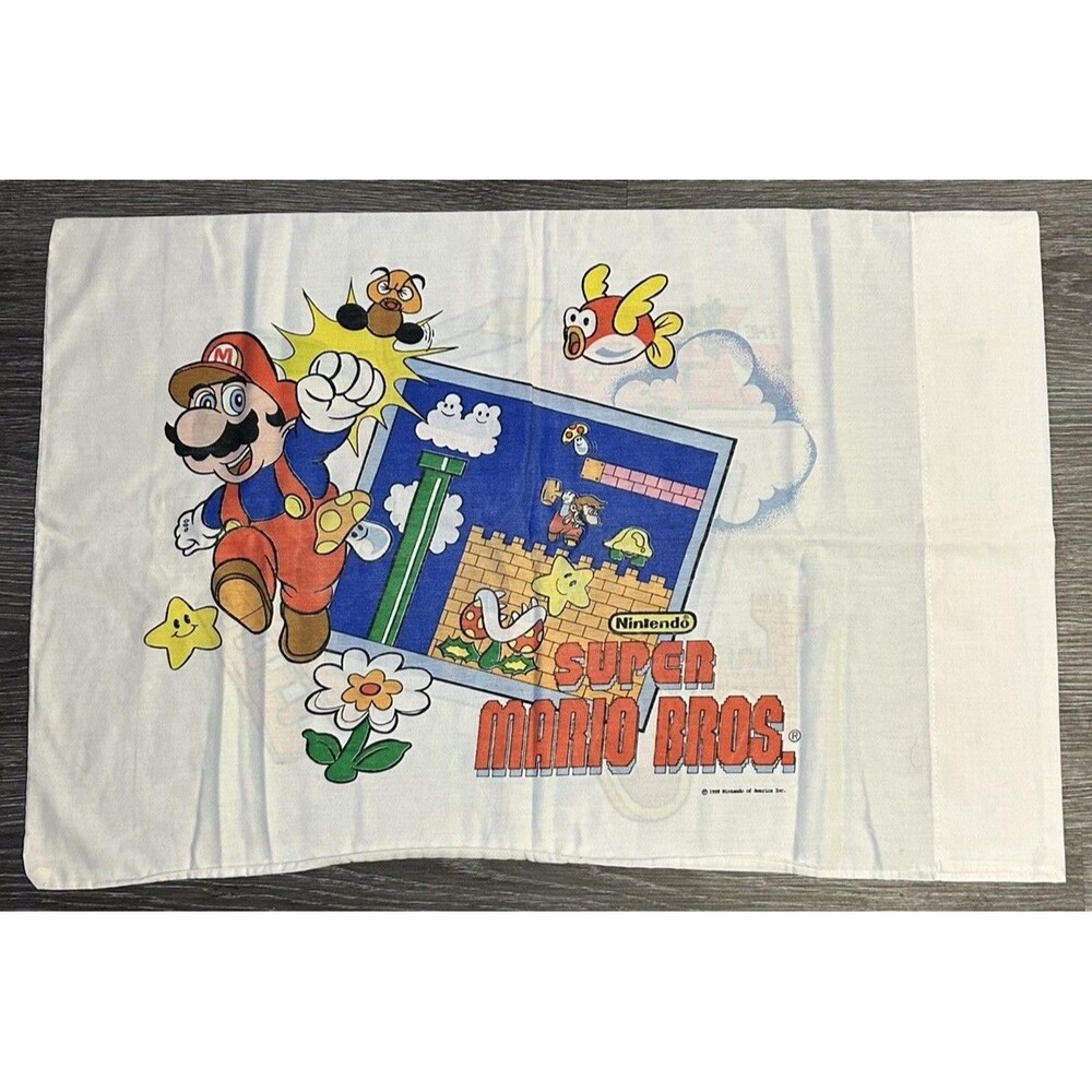 1988 Nintendo of America Mario Bros./Legend of Zelda Pillow Case Vintage RARE